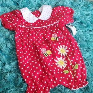nwt baby girls 12 mos. red/white polka-dot outfit